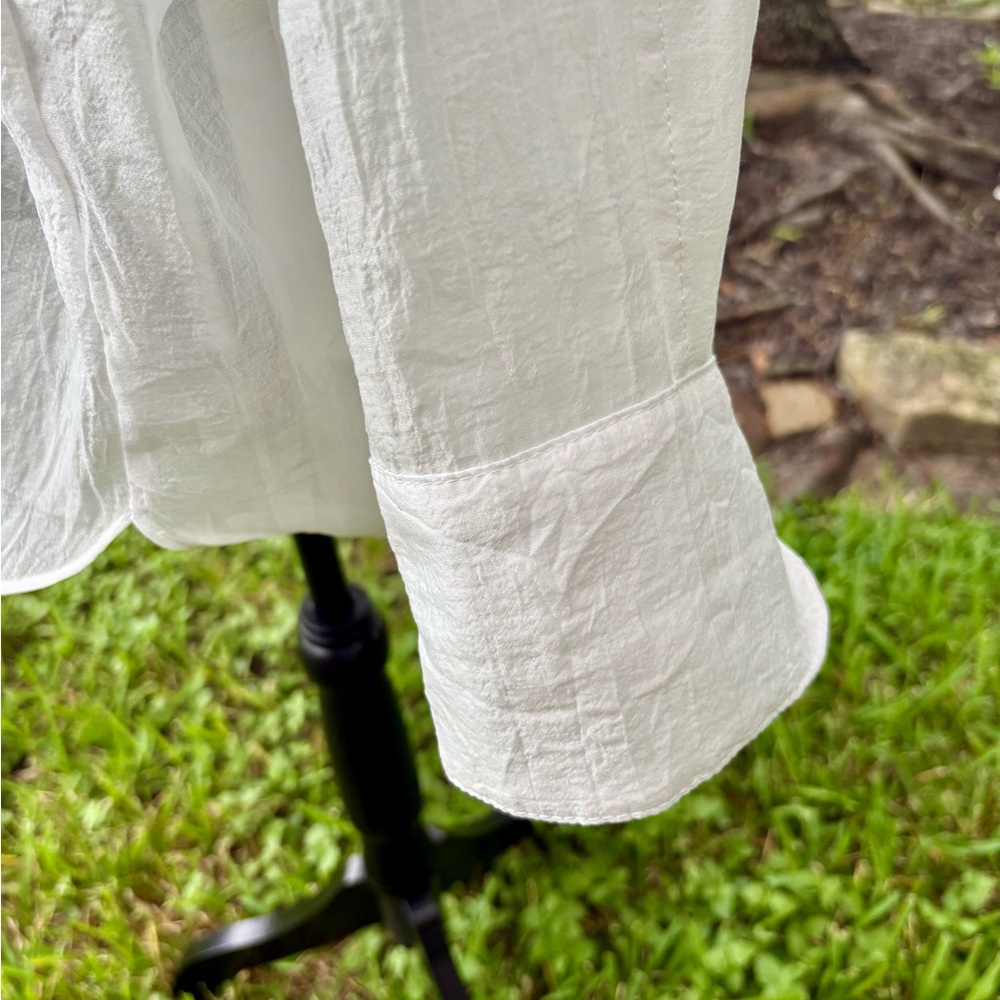 English Factory White Sheer Button-Up Shirt with Belt : 1X - Picture 7 of 8